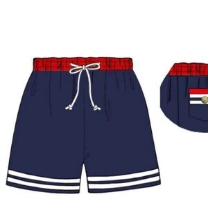 BUSY BEE SMOCKS! Kids Navy Shorts with Red Waistband Size 5